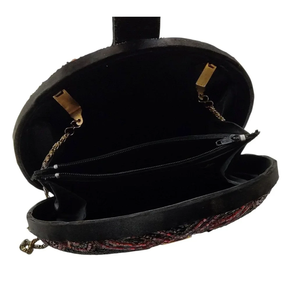 Bob Mackie Vintage Purse Glass Beaded Rainbow Dome Clutch Art Deco Boho SEE - Picture 9 of 13